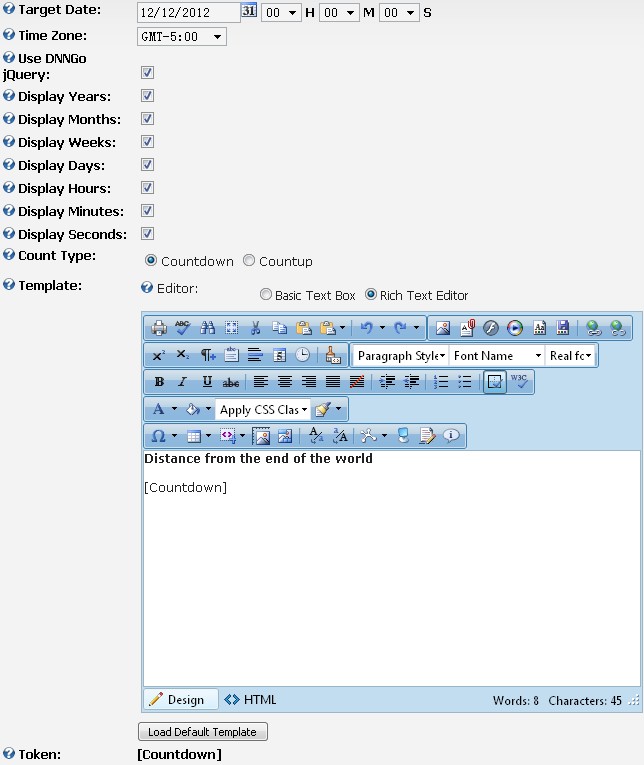 option settings